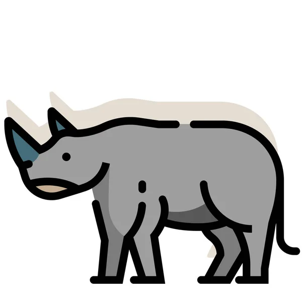 Rhino Linecolor illustratie — Stockvector