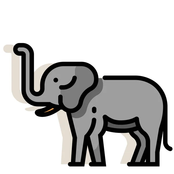 Elefante LineColor ilustração — Vetor de Stock