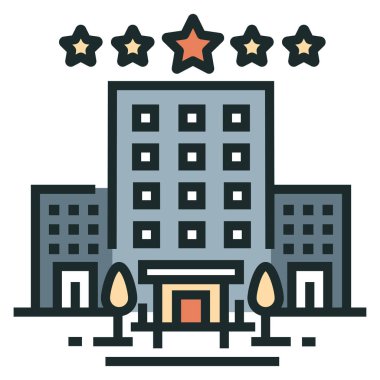 Hotel çizgi renk simgesi