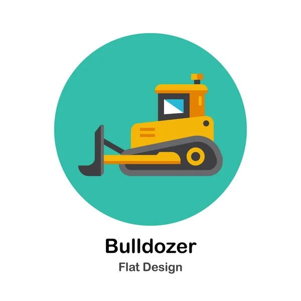 Bulldozer platte pictogram — Stockvector