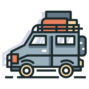 Seyahat çizgi renk simgesi