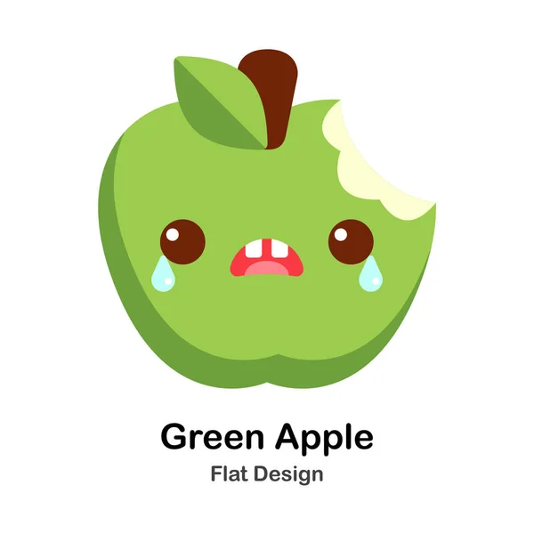 Green Apple Flat Icon — Stock Vector