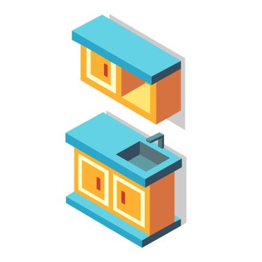 Mutfak dolap izometrik çizimde