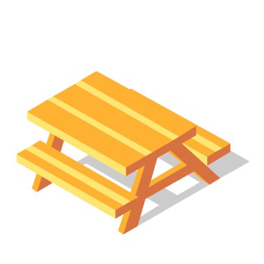 Piknik masa izometrik çizimde