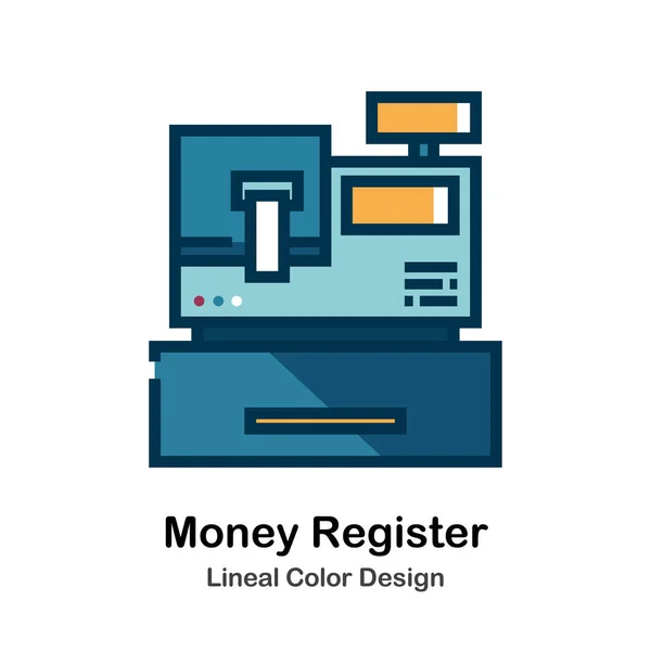 Money Register Lineal Color Icon — Stock Vector