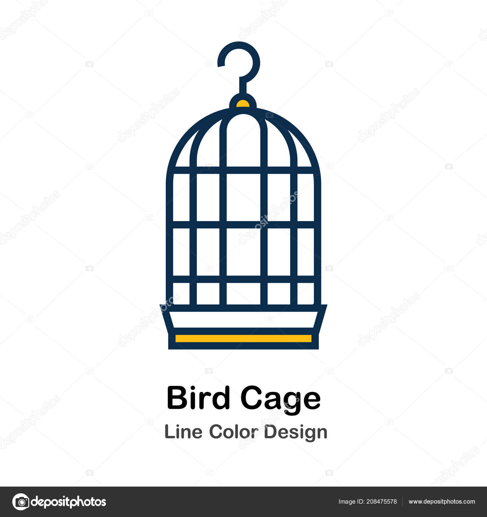 Cage Oiseau Ligne Icône De Couleur Image Vectorielle