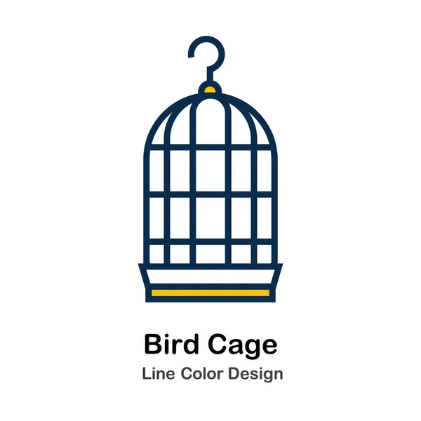 Bird Cage Line Color Icon — Stock Vector