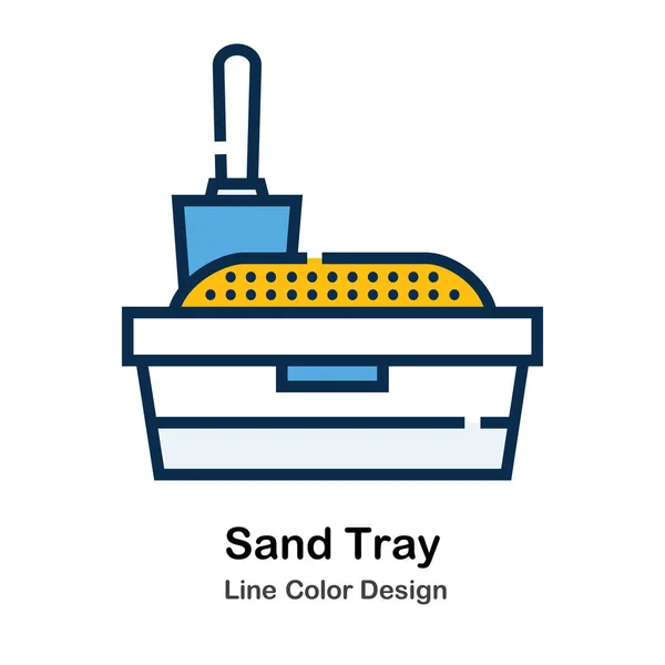 Sand Tablett Linie Farbe Symbol — Stockvektor