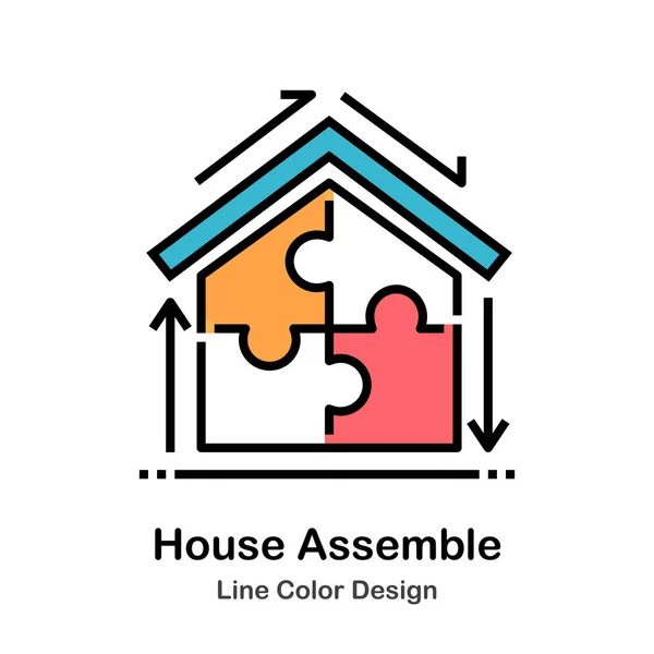 House Assemble Line Color Icon — Stock Vector