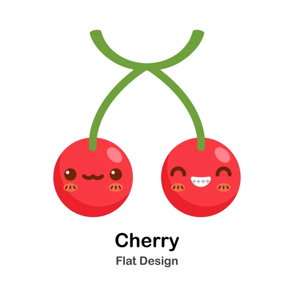 Icono plano cereza — Archivo Imágenes Vectoriales