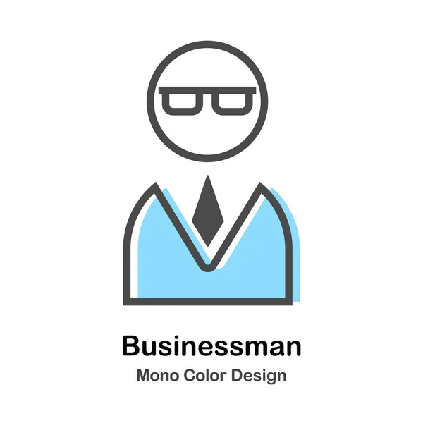Hombre de negocios Mono Color Illustration — Vector de stock