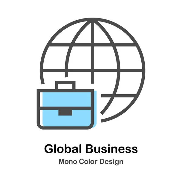 Global Business Mono Color Illustration — Stock Vector