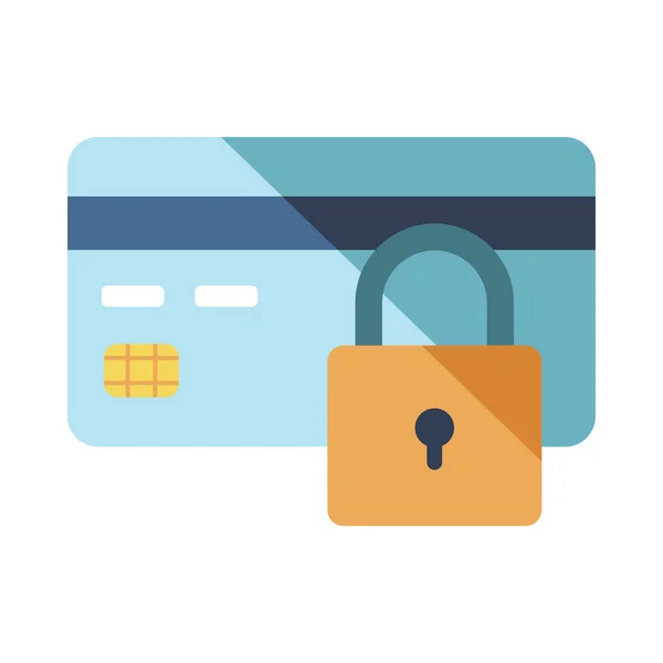 Cartão de crédito segurança ilustração plana — Vetor de Stock