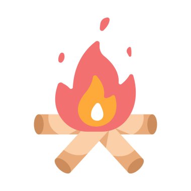 Kamp ateşi düz illüstrasyon