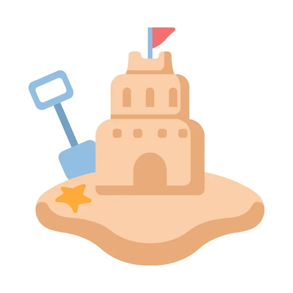 Castillo de arena ilustración plana — Vector de stock