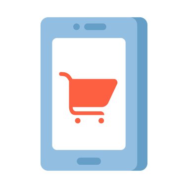 Online alışveriş smartphone düz illüstrasyon