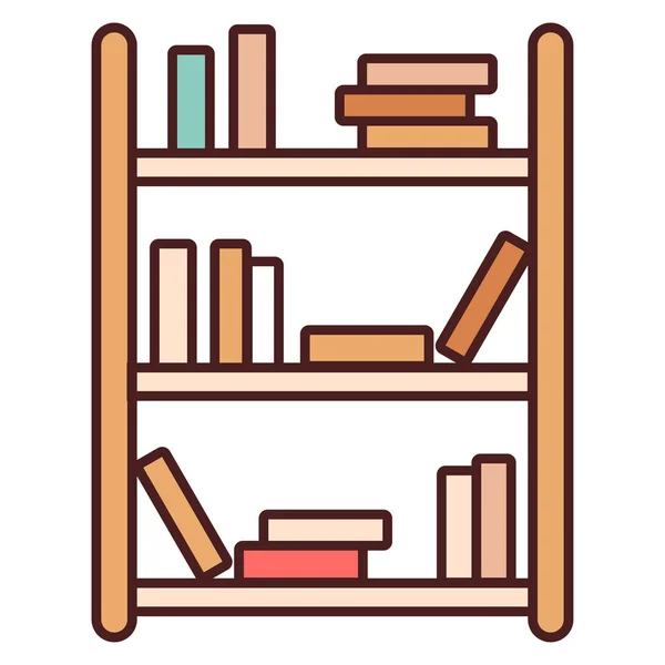 Bookshelf LineColor illustration — Stock Vector