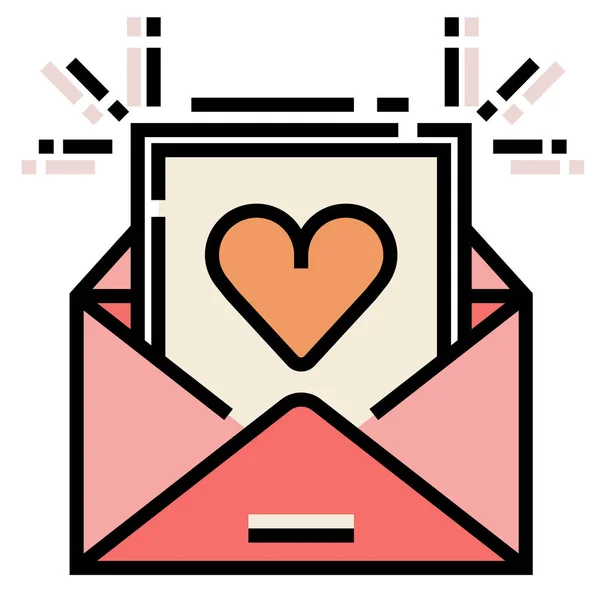 Lettera d'amore LineColor illustrazione — Vettoriale Stock