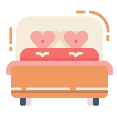 Çift Kişilik Yatak düz illüstrasyon