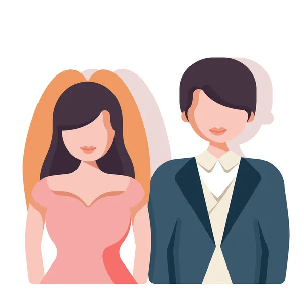 Mariage couple plat illustration — Image vectorielle