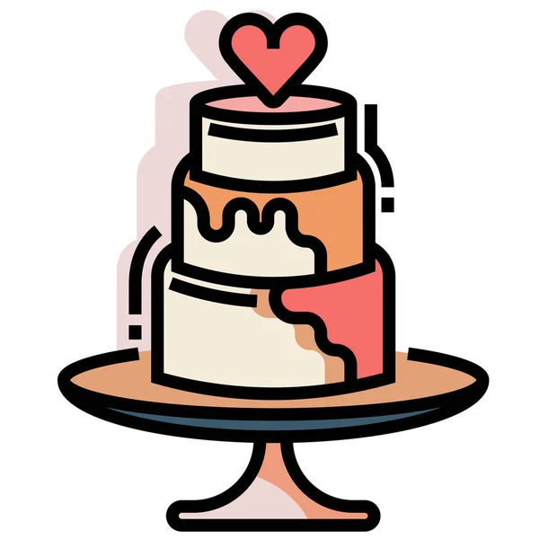 ウエディング ケーキ Linecolor 図 — ストックベクタ