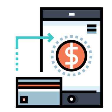 Online ödeme Linecolor illüstrasyon