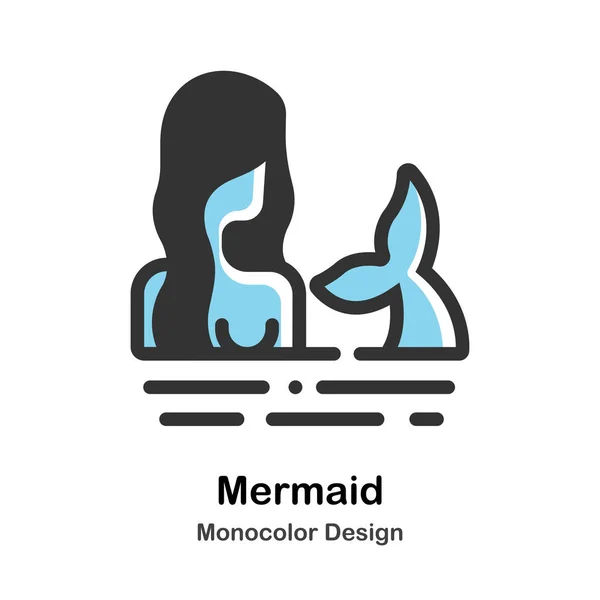 Meerjungfrau Monocolor Illustration — Stockvektor
