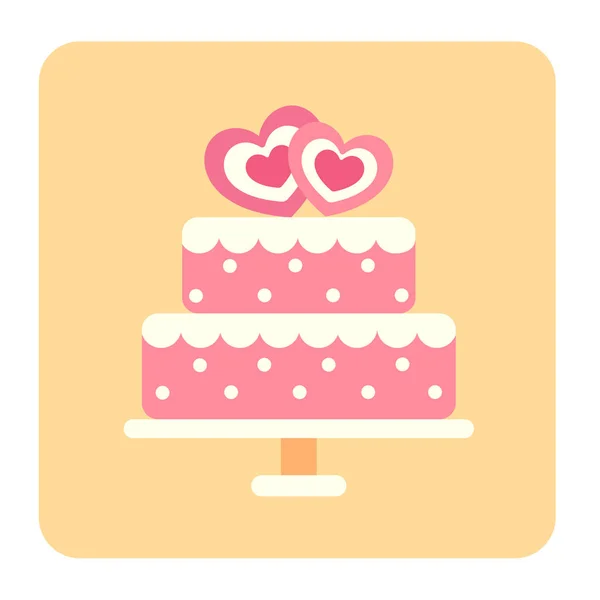 Pastel de boda icono plano — Vector de stock