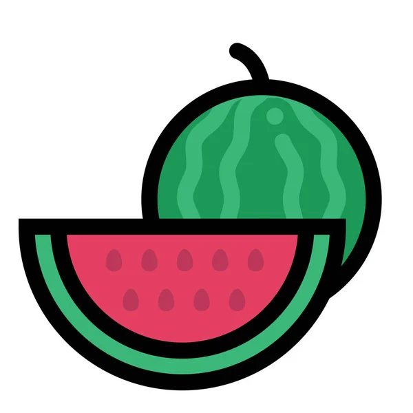 Wassermelone halb linecolor Illustration — Stockvektor