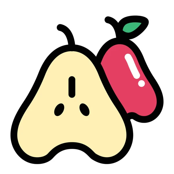 Mezza mela rosa LineColor illustrazione — Vettoriale Stock