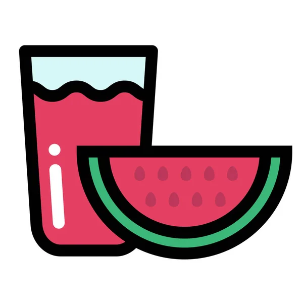 Wassermelonensaft linecolor Illustration — Stockvektor