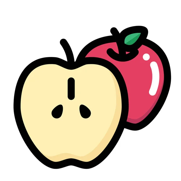 リンゴ半分 Linecolor 図 — ストックベクタ