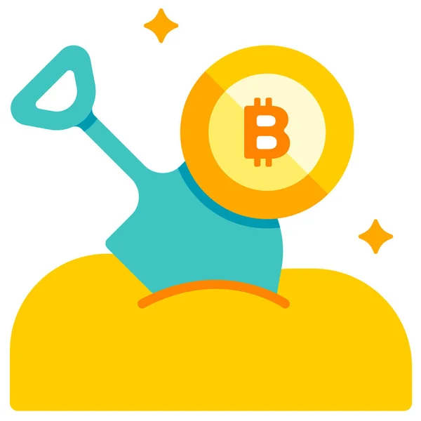 Bitcoin-Mining flache Illustration — Stockvektor