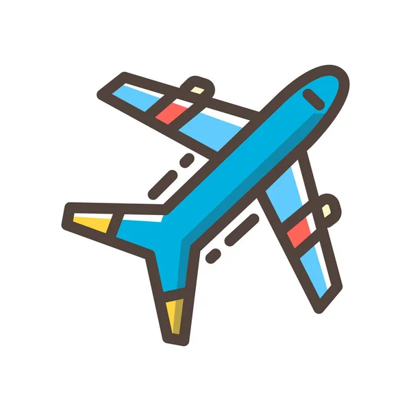 Ikona Niebieski Samolotu Linii Kolor Projekt Wektorowych Ilustracji — Wektor stockowy