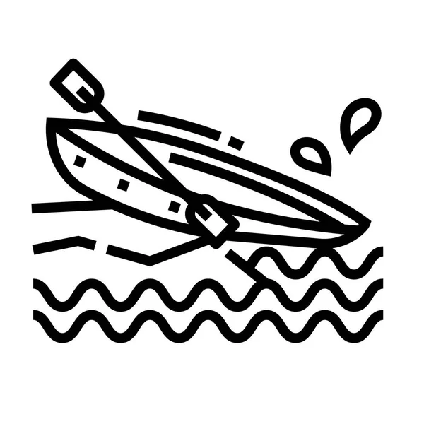 Icono de línea de canoa — Archivo Imágenes Vectoriales