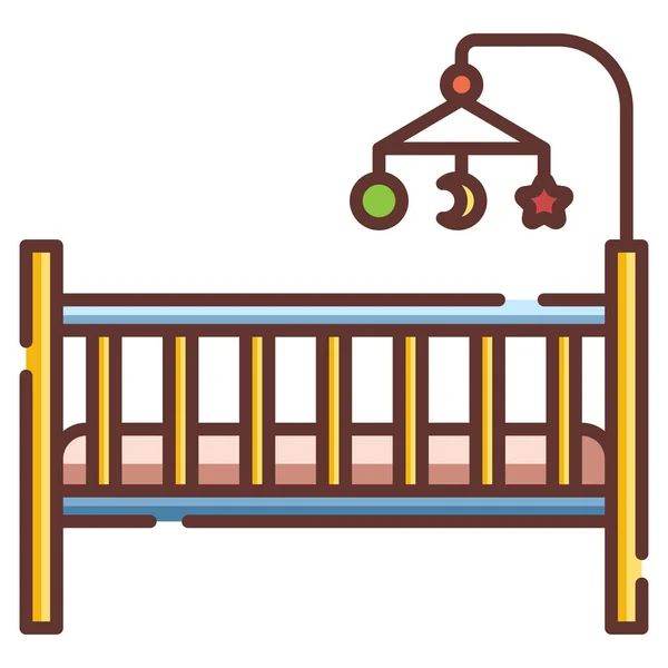 Ilustrasi Baby crib LineColor - Stok Vektor