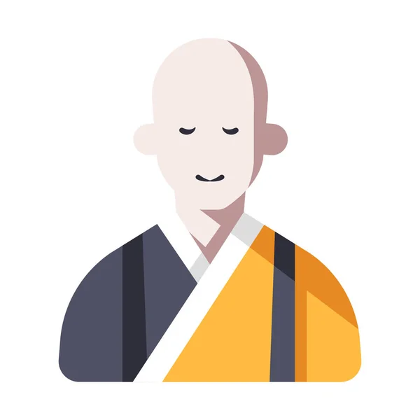Japonský mnich plochý obrázek — Stock fotografie