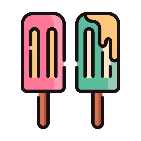 Ice-cream LineColor illustration — Stock Vector