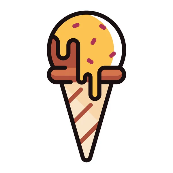 Ice-cream cone LineColor illustration — Stock Vector