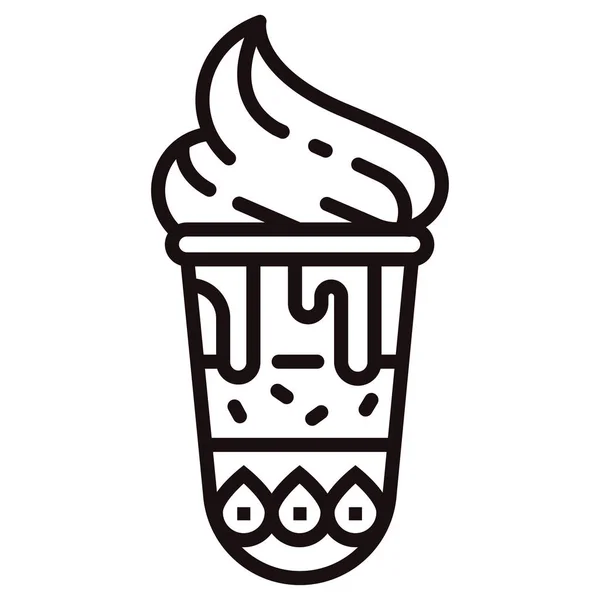 Sorvete sundae Ilustração da linha — Vetor de Stock