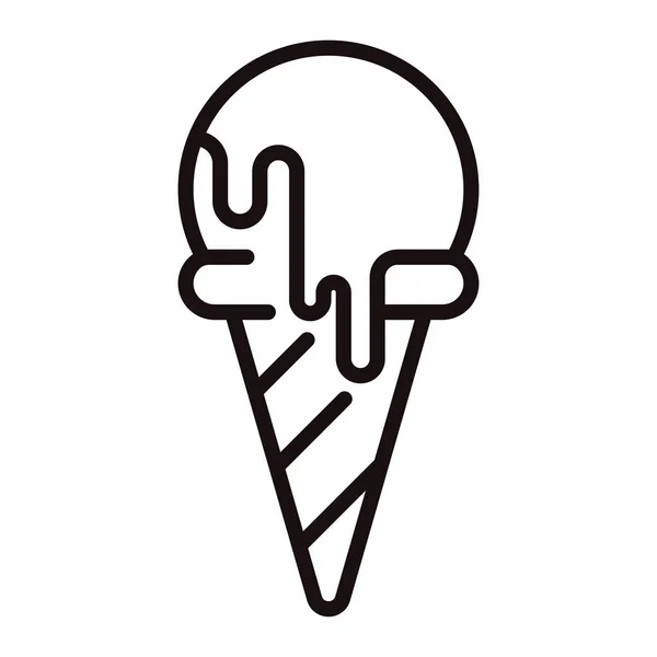 Ilustração de linha de cone de sorvete — Vetor de Stock