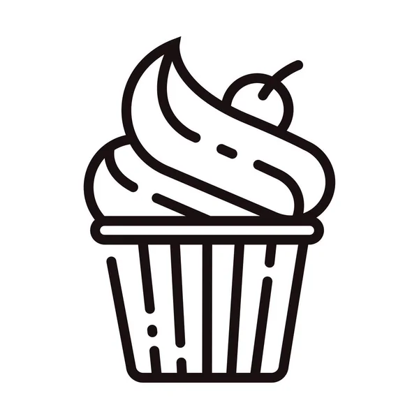 Cupcake Line Illustration — Stockvektor