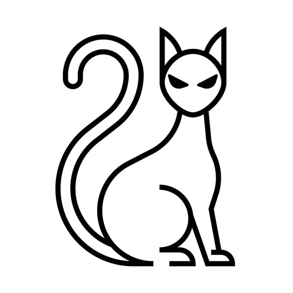 Svart katt linje illustration — Stock vektor