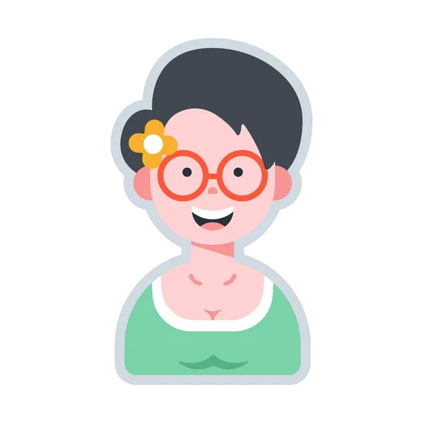 Avatar Frau Brille flache Illustration — Stockfoto