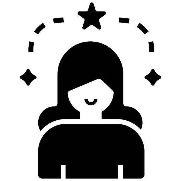 Femme Avec Icône Étoile Illustration Vectorielle Couleur Unie — Image vectorielle