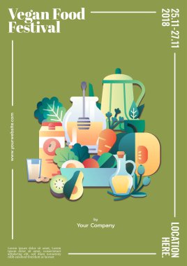 Vegan gıda Festivali afiş şablon mockup