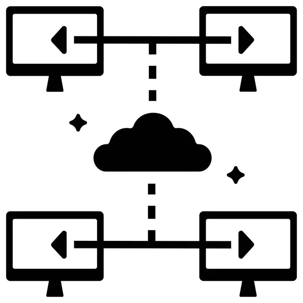 Transfert de données sur nuage Illustration solide — Image vectorielle