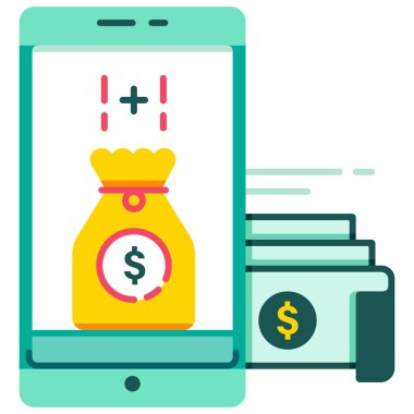 E-cüzdan bonus düz illüstrasyon kontör