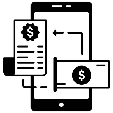 E-cüzdan fatura ödeme katı illüstrasyon