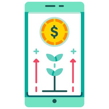 E-cüzdan mobil yatırım düz illüstrasyon